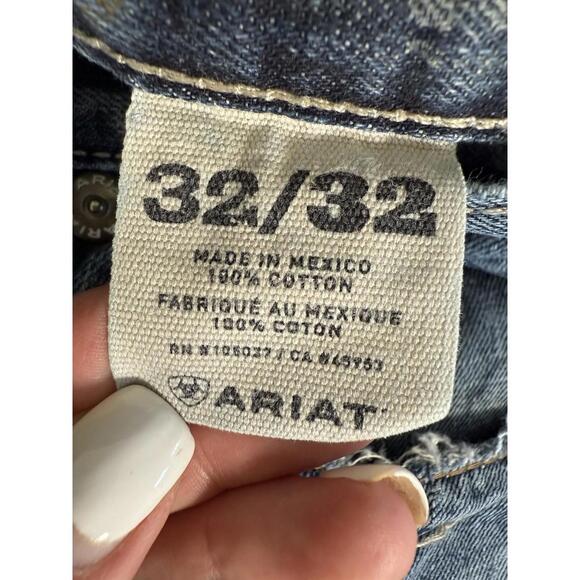 Ariat Jeans Men’s 32x30.5 Blue Denim Straight Leg Distressed Cowboy Workwear Y2K - Picture 5 of 9